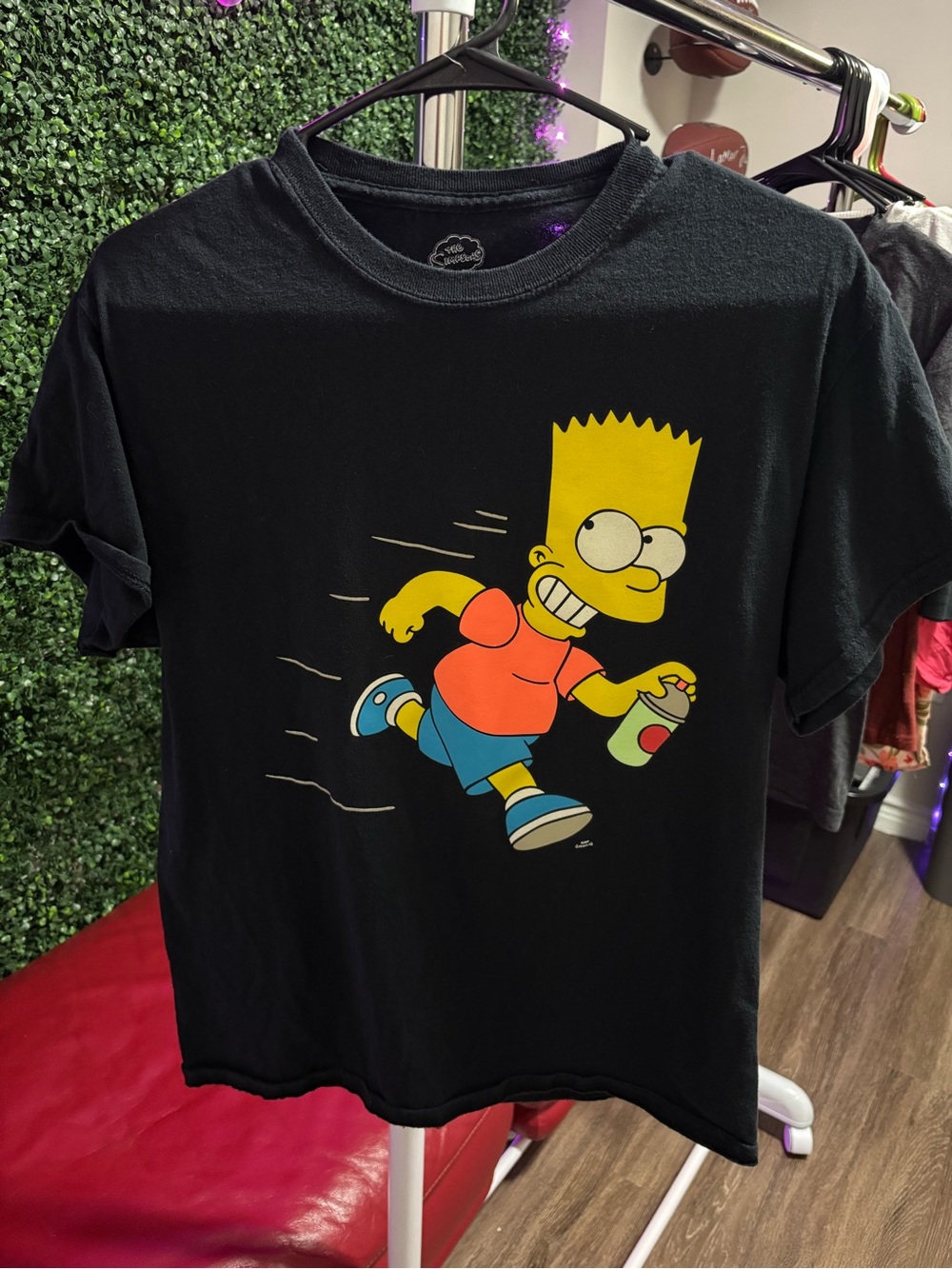 Men’s Black T‑Shirt with Bart Simpson Graphic